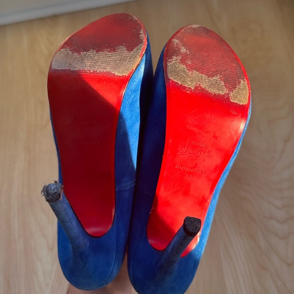 Bleu Suede Louboutin Platform Pumps - Picture 5 of 6